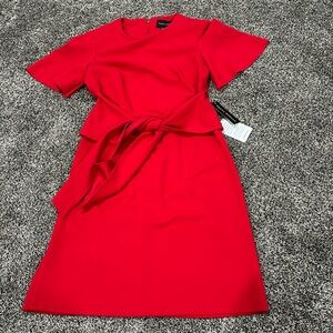 Red flowy dress with tie waist